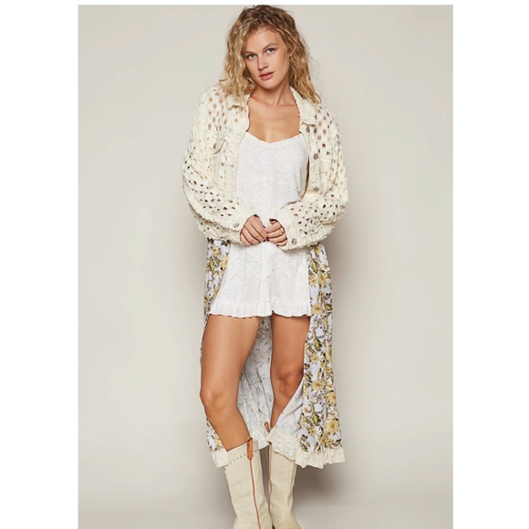 POL Cream Floral Long Cardigan - Picture 2 of 5